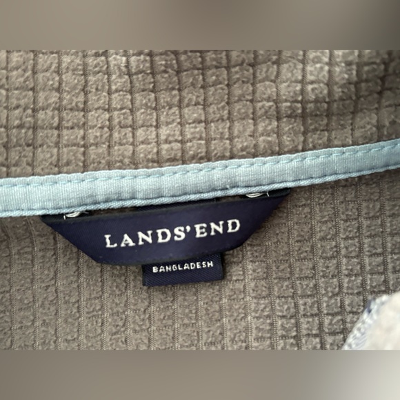 Lands End Women’s Full Zip Mock Neck Zipper Pocket Fleece Windcheck Jacket L - Picture 5 of 11